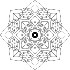 Easy Mandala coloring book simple and basic for beginners, seniors and children. Set of Mehndi flower pattern for Henna drawing and tattoo. Decoration in ethnic oriental, Indian style.