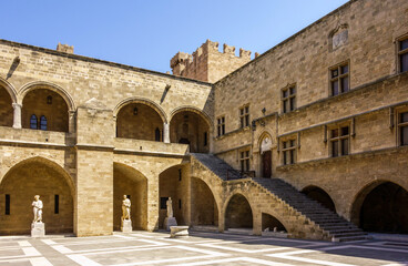 The Palace of the Grand Master of the Order of the Knights, courtyard, Rhodes, Greece