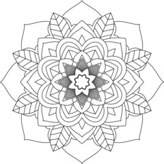 Easy Mandala coloring book simple and basic for beginners, seniors and children. Set of Mehndi flower pattern for Henna drawing and tattoo. Decoration in ethnic oriental, Indian style.