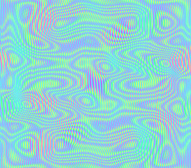 Moire seamless holographic vector background. Moire texture wavy lines optical illusion abstract background. TV screen effect. Distorted shapeful lines wallpaper.