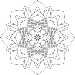Easy Mandala coloring book simple and basic for beginners, seniors and children. Set of Mehndi flower pattern for Henna drawing and tattoo. Decoration in ethnic oriental, Indian style.