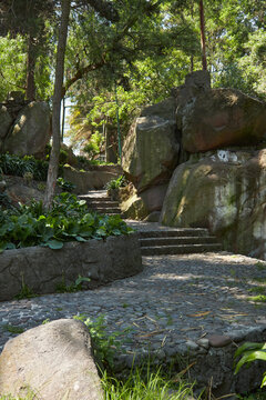 Escalinatas de piedra en un parque