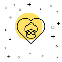 Black line Grandmother icon isolated on white background. Random dynamic shapes. Vector.