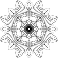 Easy Mandala coloring book simple and basic for beginners, seniors and children. Set of Mehndi flower pattern for Henna drawing and tattoo. Decoration in ethnic oriental, Indian style.