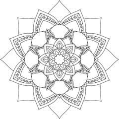 Easy Mandala coloring book simple and basic for beginners, seniors and children. Set of Mehndi flower pattern for Henna drawing and tattoo. Decoration in ethnic oriental, Indian style.