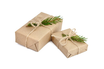 Christmas or New Year gift boxes isolated on white background