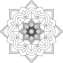 Easy Mandala coloring book simple and basic for beginners, seniors and children. Set of Mehndi flower pattern for Henna drawing and tattoo. Decoration in ethnic oriental, Indian style.