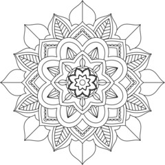 Easy Mandala coloring book simple and basic for beginners, seniors and children. Set of Mehndi flower pattern for Henna drawing and tattoo. Decoration in ethnic oriental, Indian style.