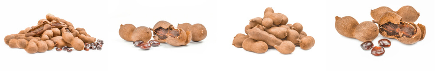 Fototapeta na wymiar Set of Tamarindo isolated on a white background with clipping path