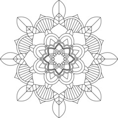 Easy Mandala coloring book simple and basic for beginners, seniors and children. Set of Mehndi flower pattern for Henna drawing and tattoo. Decoration in ethnic oriental, Indian style.