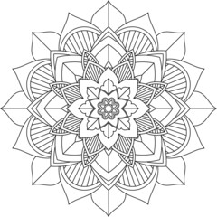 Easy Mandala coloring book simple and basic for beginners, seniors and children. Set of Mehndi flower pattern for Henna drawing and tattoo. Decoration in ethnic oriental, Indian style.