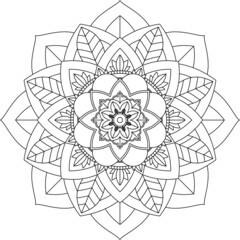 Easy Mandala coloring book simple and basic for beginners, seniors and children. Set of Mehndi flower pattern for Henna drawing and tattoo. Decoration in ethnic oriental, Indian style.