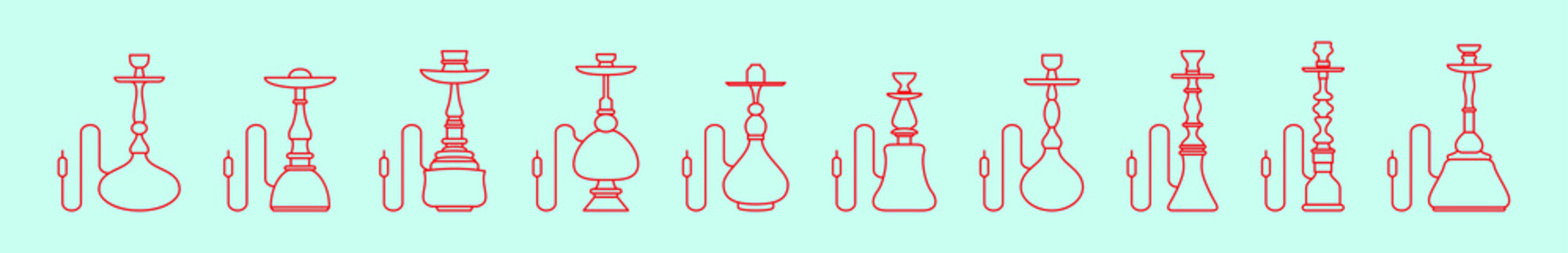 set hookah. cartoon icon design template with various models. vector illustration isolated on blue background