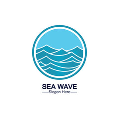 Water wave logo template icon vector illustration design. Wave In Circle Shape