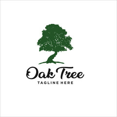 Obraz premium oak tree logo design template silhouette vector green