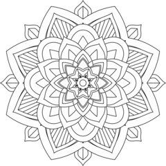 Easy Mandala coloring book simple and basic for beginners, seniors and children. Set of Mehndi flower pattern for Henna drawing and tattoo. Decoration in ethnic oriental, Indian style.