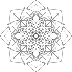 Easy Mandala coloring book simple and basic for beginners, seniors and children. Set of Mehndi flower pattern for Henna drawing and tattoo. Decoration in ethnic oriental, Indian style.