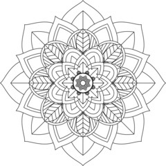 Easy Mandala coloring book simple and basic for beginners, seniors and children. Set of Mehndi flower pattern for Henna drawing and tattoo. Decoration in ethnic oriental, Indian style.