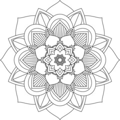 Easy Mandala coloring book simple and basic for beginners, seniors and children. Set of Mehndi flower pattern for Henna drawing and tattoo. Decoration in ethnic oriental, Indian style.