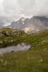 Hiking in the beautiful mountains of Val di Fiemme in the Dolomites of Northern Italy, Europe