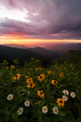sunset over the mountains