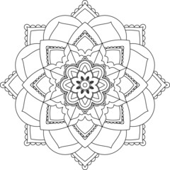 Easy Mandala coloring book simple and basic for beginners, seniors and children. Set of Mehndi flower pattern for Henna drawing and tattoo. Decoration in ethnic oriental, Indian style.