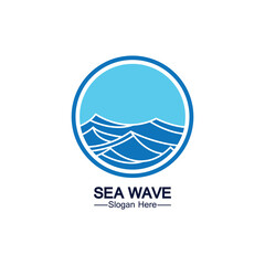 Water wave logo template icon vector illustration design. Wave In Circle Shape