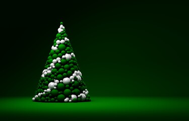 New year background. Colorful minimal 3d illustration. Christmas tree.