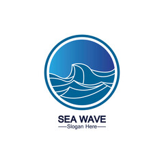 Water wave logo template icon vector illustration design. Wave In Circle Shape