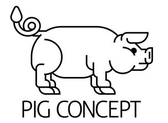 A pig sign label icon concept design