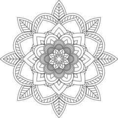 Easy Mandala coloring book simple and basic for beginners, seniors and children. Set of Mehndi flower pattern for Henna drawing and tattoo. Decoration in ethnic oriental, Indian style.