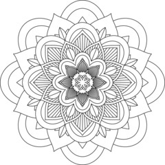 Easy Mandala coloring book simple and basic for beginners, seniors and children. Set of Mehndi flower pattern for Henna drawing and tattoo. Decoration in ethnic oriental, Indian style.