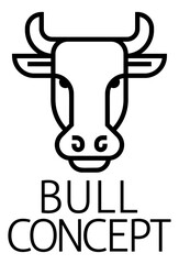 A bull or cow sign label icon concept design