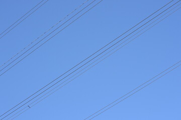 Pylon cables against blue sky