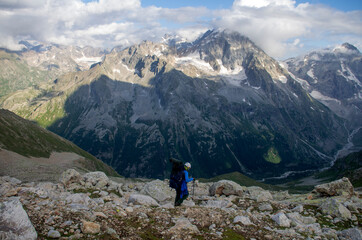 Fototapeta premium The mountains. Evening lighting. Caucasus, Gvandra