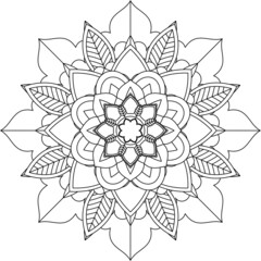 Easy Mandala coloring book simple and basic for beginners, seniors and children. Set of Mehndi flower pattern for Henna drawing and tattoo. Decoration in ethnic oriental, Indian style.