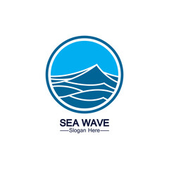 Water wave logo template icon vector illustration design. Wave In Circle Shape