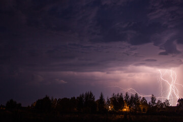 night thunderstorm in the field