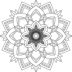 Easy Mandala coloring book simple and basic for beginners, seniors and children. Set of Mehndi flower pattern for Henna drawing and tattoo. Decoration in ethnic oriental, Indian style.