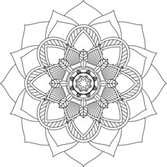 Easy Mandala coloring book simple and basic for beginners, seniors and children. Set of Mehndi flower pattern for Henna drawing and tattoo. Decoration in ethnic oriental, Indian style.