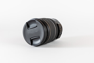 Unbranded lens for reflex camera. View outside the camera. Zoom and fixed lenses. Photography...