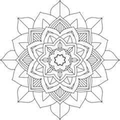 Easy Mandala coloring book simple and basic for beginners, seniors and children. Set of Mehndi flower pattern for Henna drawing and tattoo. Decoration in ethnic oriental, Indian style.