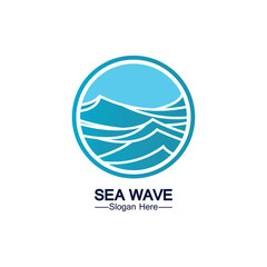 Water wave logo template icon vector illustration design. Wave In Circle Shape