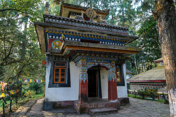 Prayer wheel in Norbugang Park on November 1, 2020 in Yuksom, Sikkim, India.