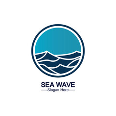 Water wave logo template icon vector illustration design. Wave In Circle Shape