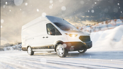 Delivery truck from haulage company with winter tires on road © Robert Kneschke