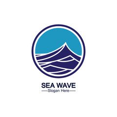 Water wave logo template icon vector illustration design. Wave In Circle Shape