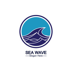 Water wave logo template icon vector illustration design. Wave In Circle Shape