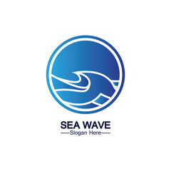 Water wave logo template icon vector illustration design. Wave In Circle Shape