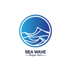 Water wave logo template icon vector illustration design. Wave In Circle Shape